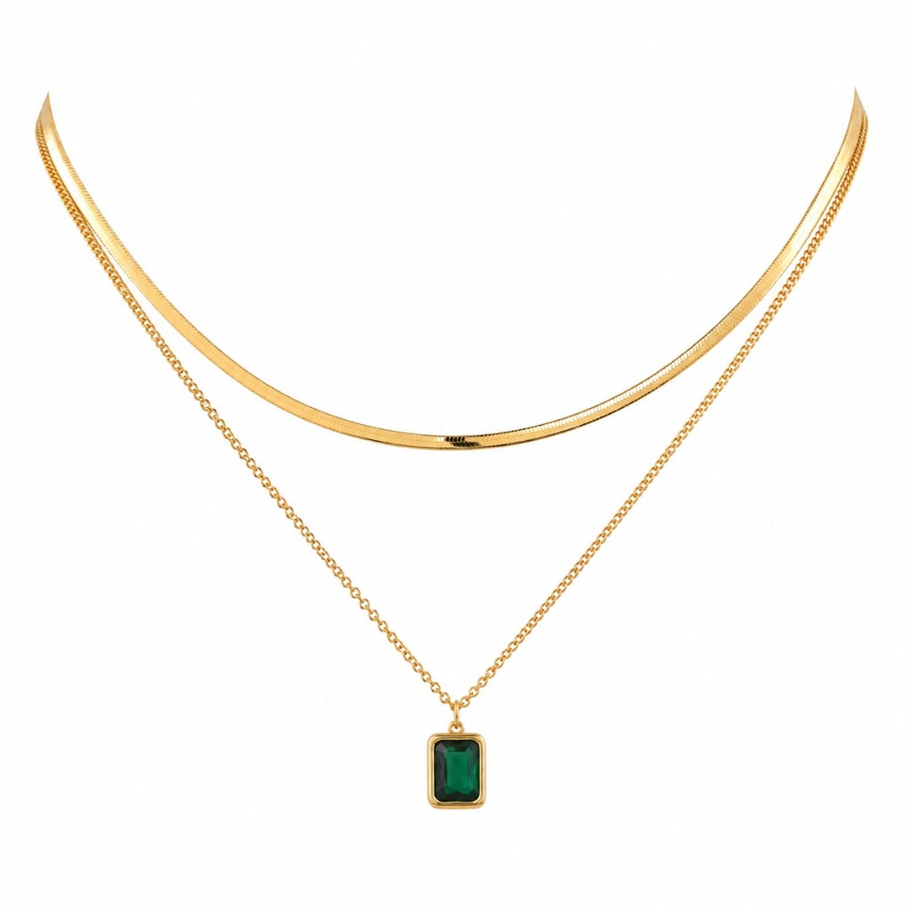 Emerald Veil Layered Necklace