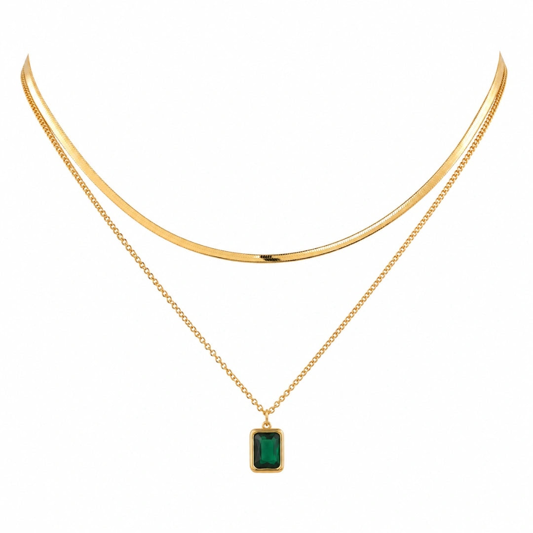 Emerald Veil Layered Necklace