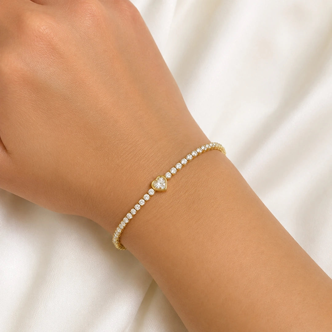 Heart Tennis Bracelet