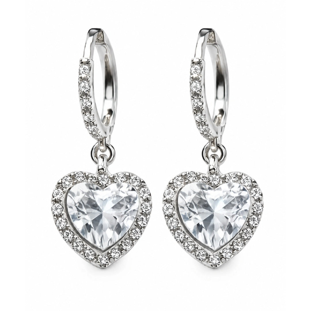 Crystal Heart Drop Earrings