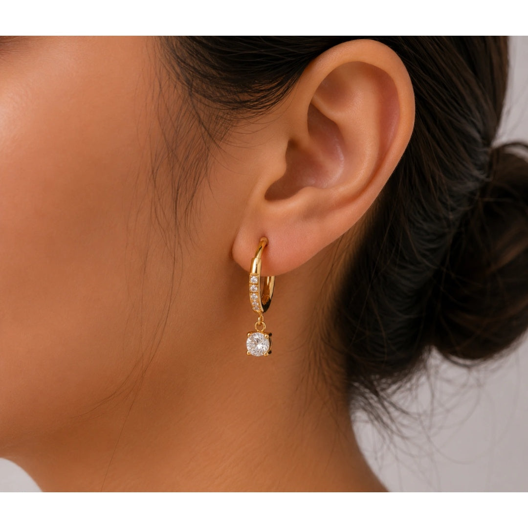 Crystal Teardrop Hoop Earrings