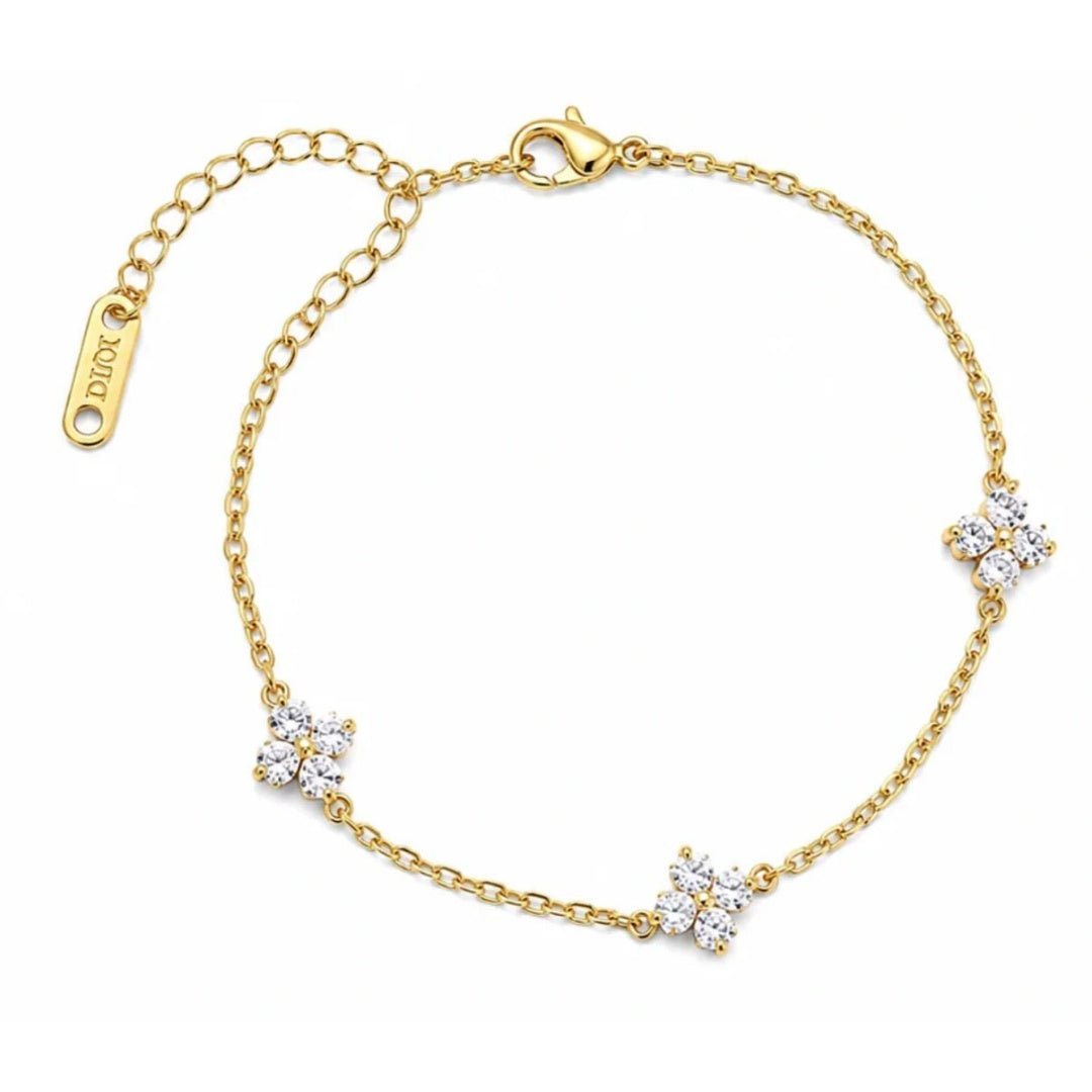 Golden Crystal Flower Bracelet