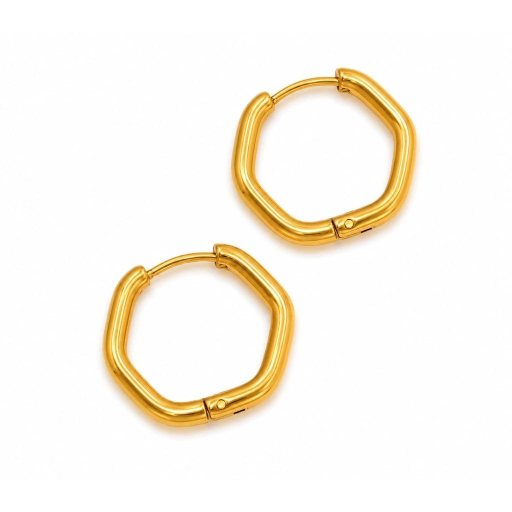 Golden Hexagon Hoops
