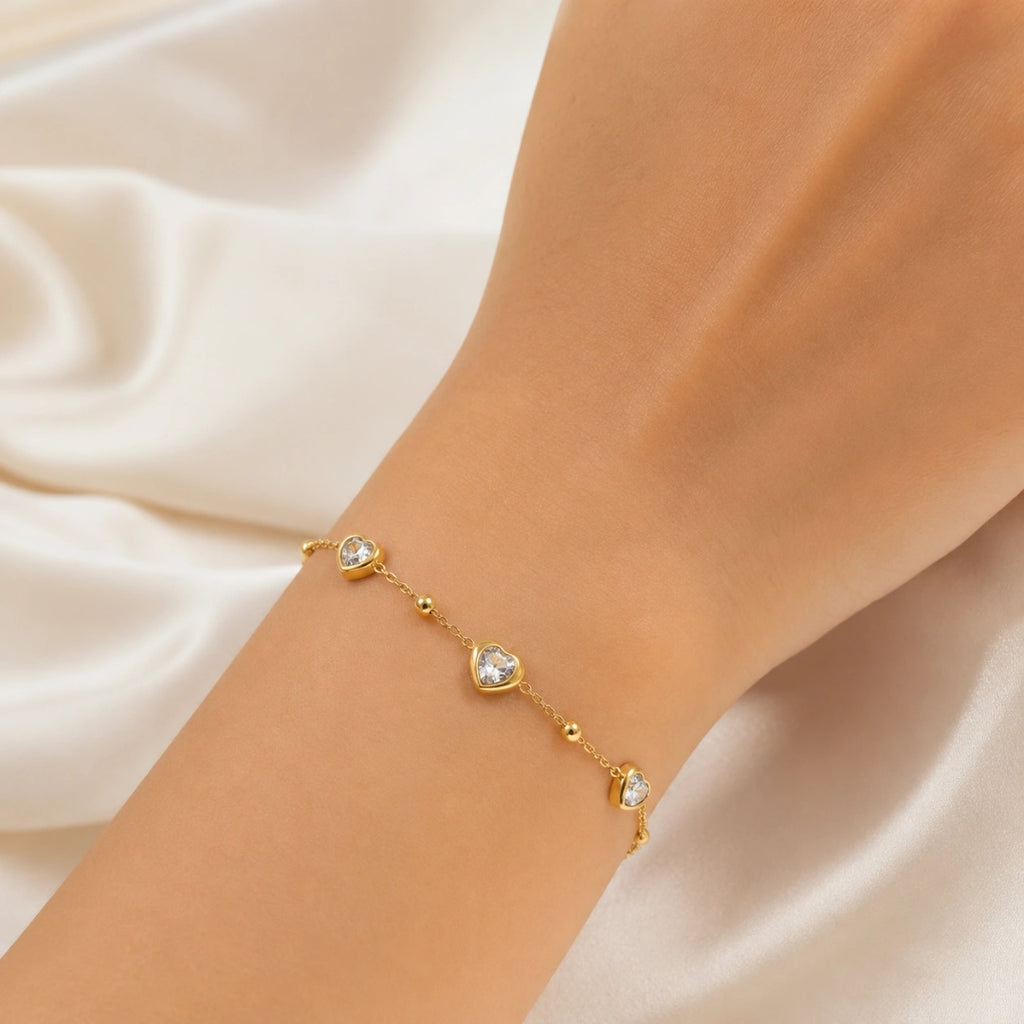 Golden Heart Crystal Bracelet