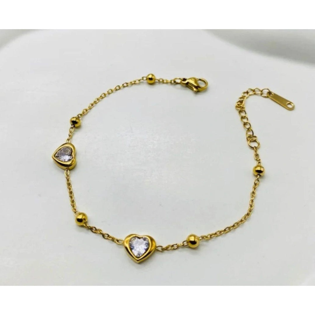 Golden Heart Crystal Bracelet