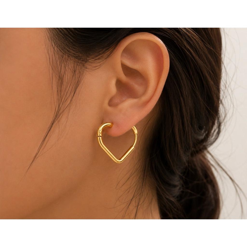 Golden Heart Hoop Earrings