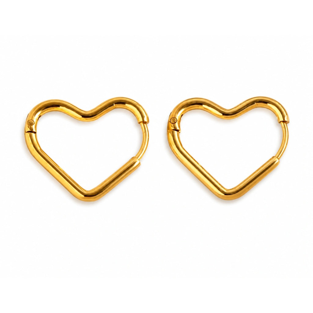 Golden Heart Hoop Earrings