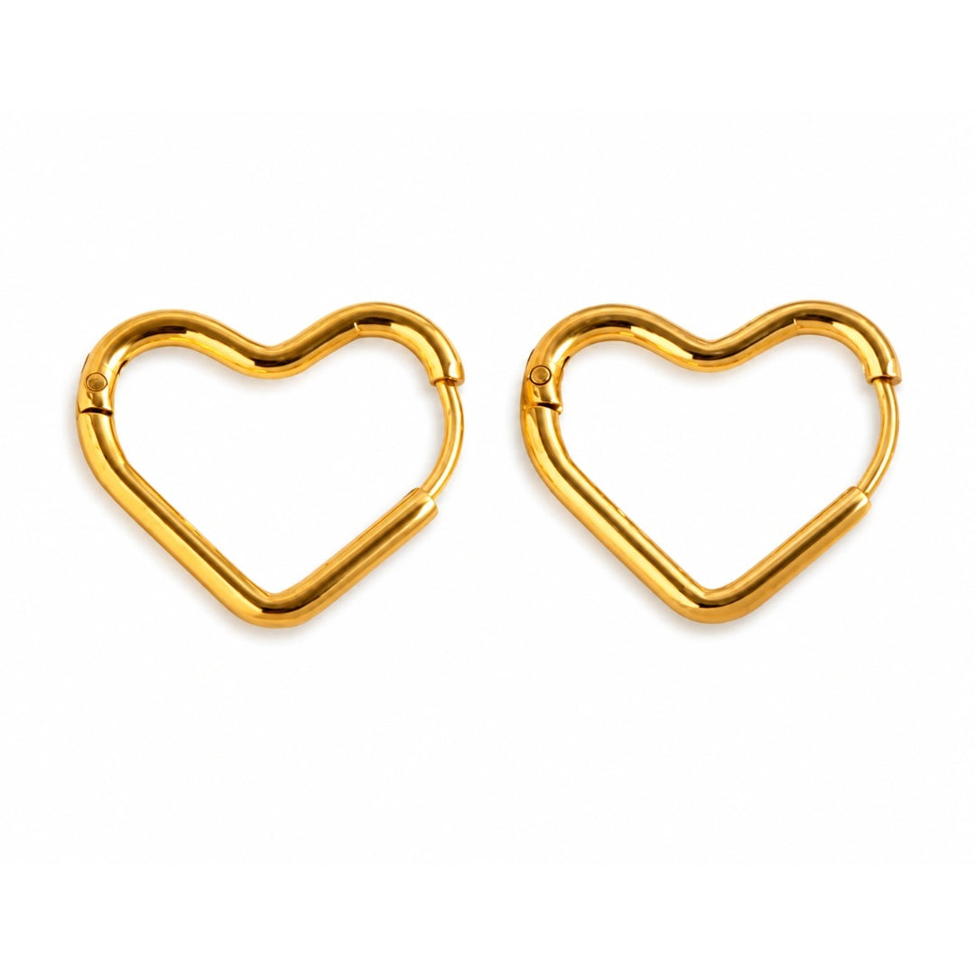 Golden Heart Hoop Earrings